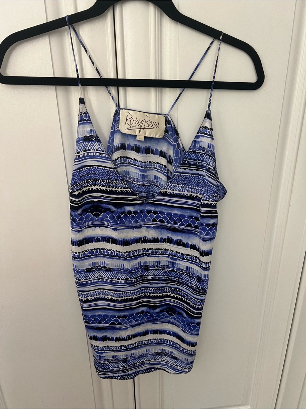 Rory Beca Blue and White Printed Silk Blouse